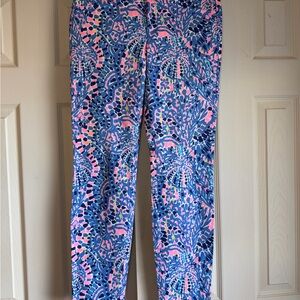 Lilly Pulitzer Kelly Skinny Ankle Pants Multi Tic Tac Tile print Blue Pink